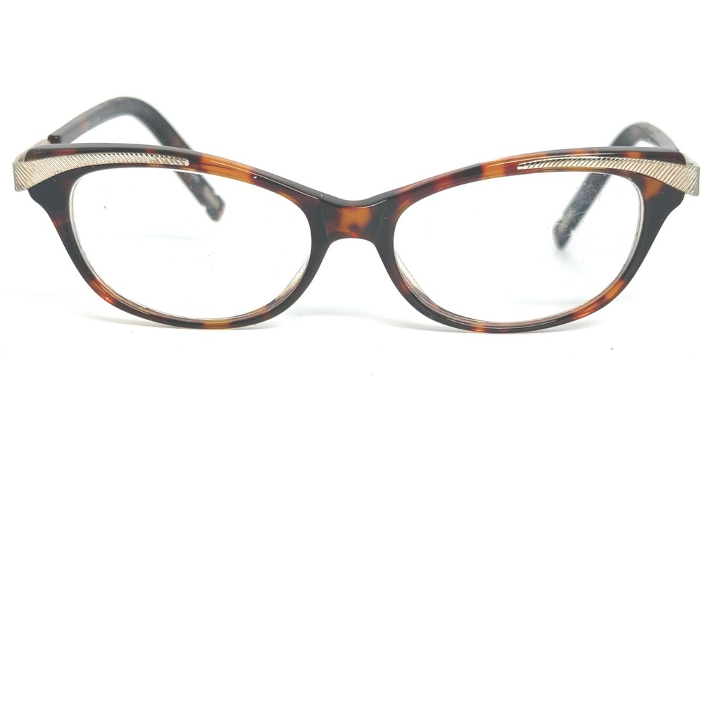 L'Amy Chase Havana Tortoise Cat Eye Eyeglasses‎ Frames Gold 52-16-140 21656